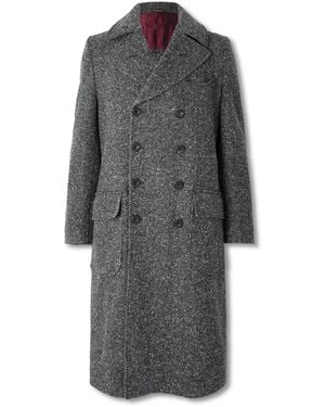 Rubinacci Double-Breasted Belted Virgin Wool And Cashmere-Blend Coat - Gray