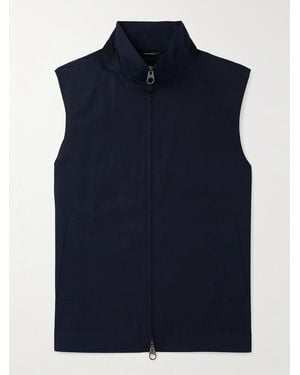 Loro Piana Landon Suede-Trimmed Cotton-Satin Gilet - Blue