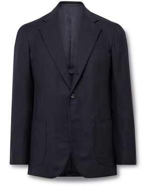 J. Mueser Waverly Wool-hopsack Blazer - Blue