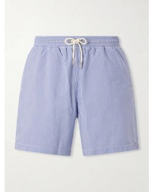 Orlebar Brown Mastiff Ii Straight-Leg Mid-Length Striped Seersucker Swim Shorts - Blue