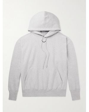 READYMADE Logo-Print Embroidered Cotton-Blend Jersey Hoodie - Grey