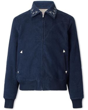 CHERRY LA Charro Logo-Embroidered Cotton-Corduroy Jacket - Blue