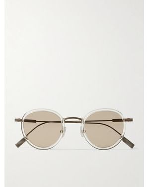 ZEGNA Round-Frame Titanium And Acetate Sunglasses - Natural