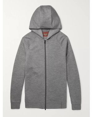 Loro Piana Mélange Virgin Wool-Blend Zip-Up Hoodie - Grey