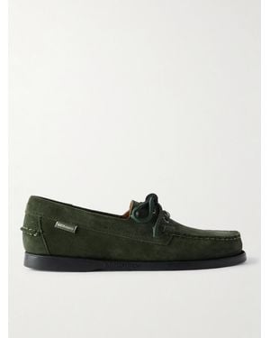 Sebago Docksides Portland Leather-Trimmed Suede Boat Shoes - Green