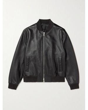 MR P. Full-Grain Leather Bomber Jacket - Black
