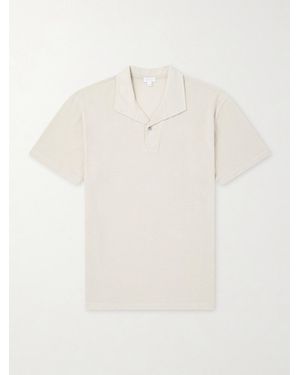 Sunspel Linen-Piqué Polo Shirt - Natural