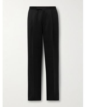Favourbrook Tommy Straight-Leg Grosgrain-Trimmed Pleated Wool Tuxedo Trousers - Black