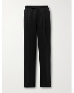 Favourbrook Tommy Straight-Leg Grosgrain-Trimmed Pleated Wool Tuxedo Trousers - Black