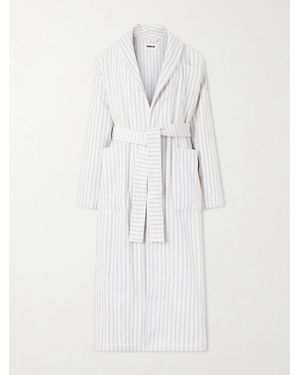 Tekla Belted Striped Organic Cotton-Terry Robe - White