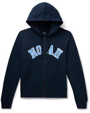 Noah Logo-Appliquéd Cotton-Jersey Zip-Up Hoodie - Blue