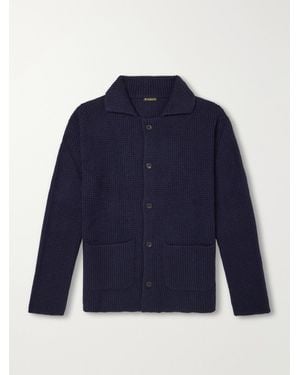 Rubinacci Waffle-Knit Cashmere Cardigan - Blue