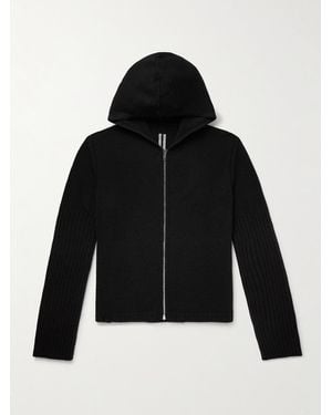 Rick Owens Las Palmas Ribbed Cashmere Zip-Up Hoodie - Black