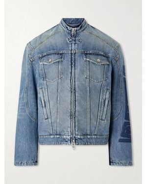 Balenciaga Denim Motorcycle Jacket - Blue