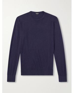ZEGNA Cashmere And Silk-blend Jumper - Blue