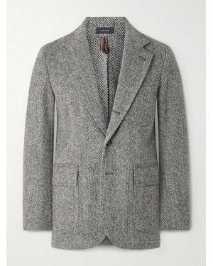 Drake's Games Mk. Vii Unstructured Herringbone Harris Wool-Tweed Blazer - Gray