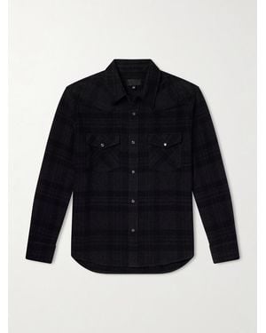 Nili Lotan Travis Checked Cashmere Shirt - Blue