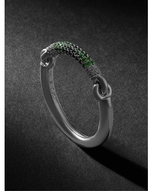 MAOR The Equinox 18-Karat Blackened, Tsavorite And Diamond Ring