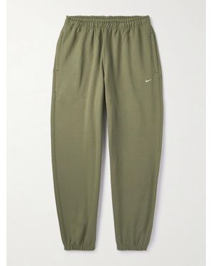 Nike Solo Swoosh Tapered Logo-Embroidered Cotton-Blend Jersey Joggers - Green