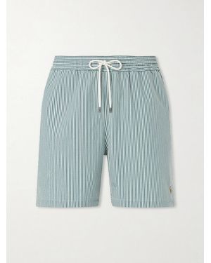 Polo Ralph Lauren Traveller Striped Straight-leg Mid-length Cotton-blend Seersucker Swim Shorts - Blue