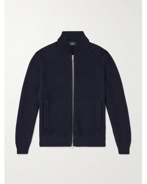 dunhill Cardigan aus einer Baumwoll-Kaschmirmischung mit Reißverschluss - Blau