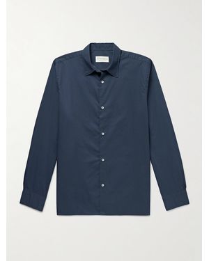 Officine Generale Garment-Dyed Cotton-Poplin Shirt - Blue