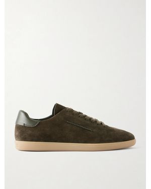 ZEGNA 232 Leather-Trimmed Suede Trainers - Green
