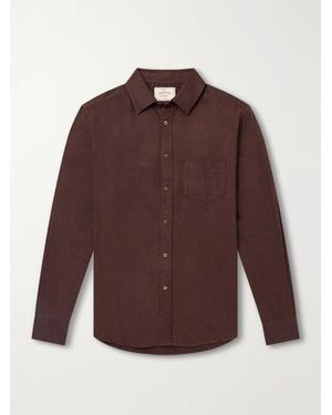Portuguese Flannel Teca Brushed Cotton-Twill Shirt - Purple