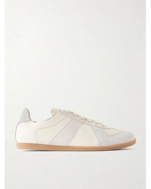 Maison Margiela Replica Suede-Trimmed Leather Sneakers - White