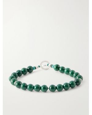Mikia Circle8 Sterling And Malachite Beaded Bracelet - Green