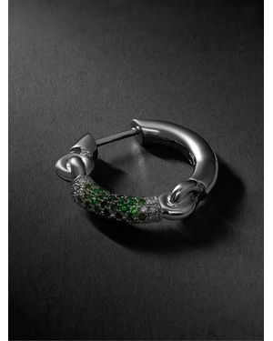 MAOR The Equinox 18-Karat Blackened, Diamond And Tsavorite Single Earring