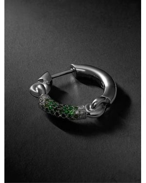 MAOR The Equinox 18-Karat Blackened, Diamond And Tsavorite Single Earring