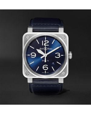 Bell & Ross Br 03-92 Steel Automatic 42Mm Steel And Leather Watch, Ref. No. Br0392-Blu-St/Sca - Blue