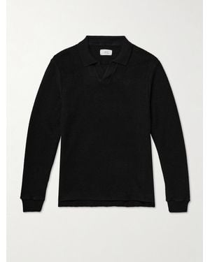 MR P. Honeycomb-Knit Cotton Polo Shirt - Black
