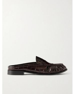 Saint Laurent Le Loafer Logo-Embellished Eel Mules - White
