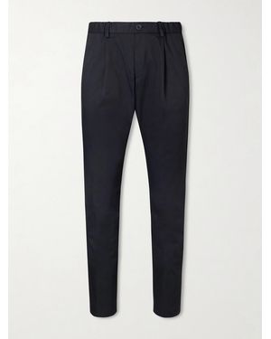 Herno Tapered Pleated Stretch-twill Trousers - Blue