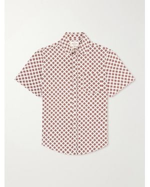 Portuguese Flannel Convertible-Collar Printed Silk And Linen-Blend Shirt - Pink
