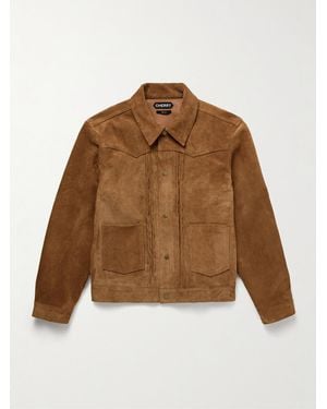 CHERRY LA Suede Trucker Jacket - Brown