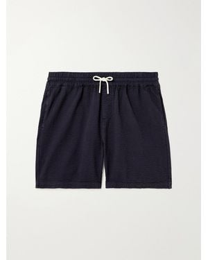 Portuguese Flannel Atlantico Straight-Leg Cotton-Seersucker Drawstring Shorts - Blue
