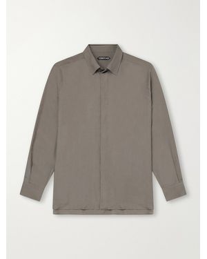 Tom Ford Cotton And Silk-Blend Twill Shirt - Gray