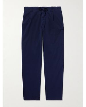 Hartford Tanker Slim-Fit Straight-Leg Cotton Drawstring Trousers - Blue