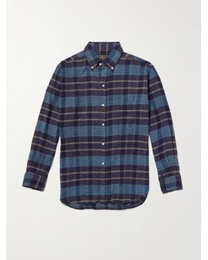 Beams Plus Checked Wool-Flannel Shirt - Blue