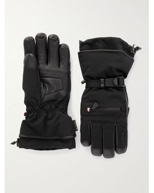 Moncler Leather-Trimmed Shell Ski Gloves - Black