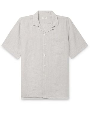 Hartford Palm Convertible-Collar Linen Shirt - White