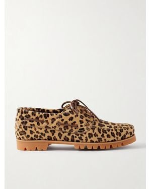 VINNY'S Aztec Bootsschuhe aus Kalbshaar mit Leopardenprint - Braun