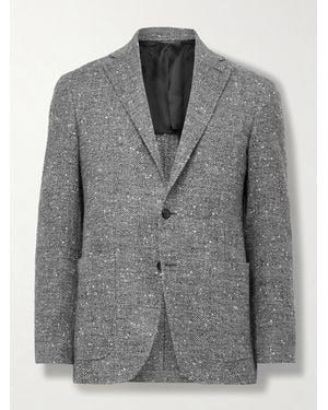 Canali Kei Herringbone Wool-Blend Blazer - Grey