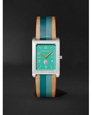 La Californienne Daybreak Automatic 36Mm Stainless Steel And Striped Leather Watch, Ref. No. Db-33 - Black