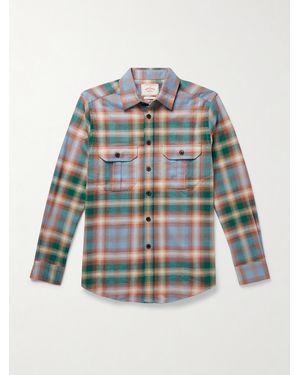 Portuguese Flannel Log Checked Organic Cotton-flannel Shirt - Blue