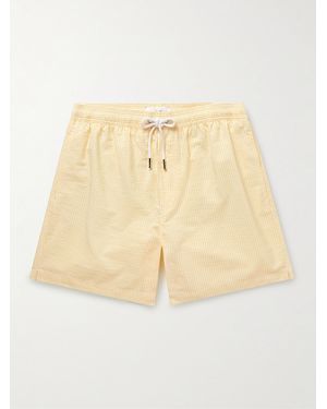 MR P. Straight-Leg Mid-Length Striped Seersucker Swim Shorts - Neutro