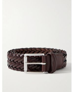 Anderson's 3.5Cm Woven Leather Belt - Marrone